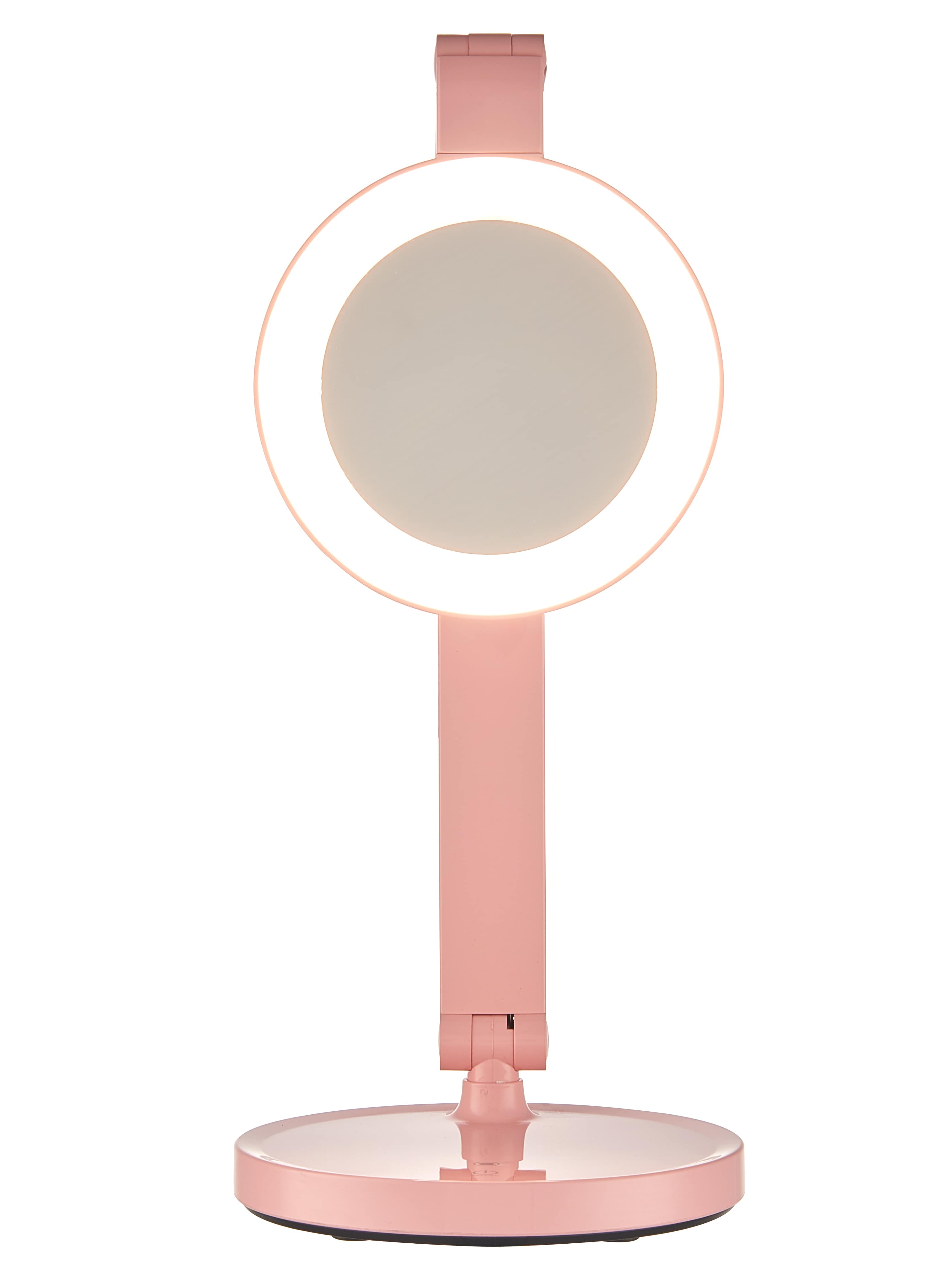 Luminaire de table rose avec miroir